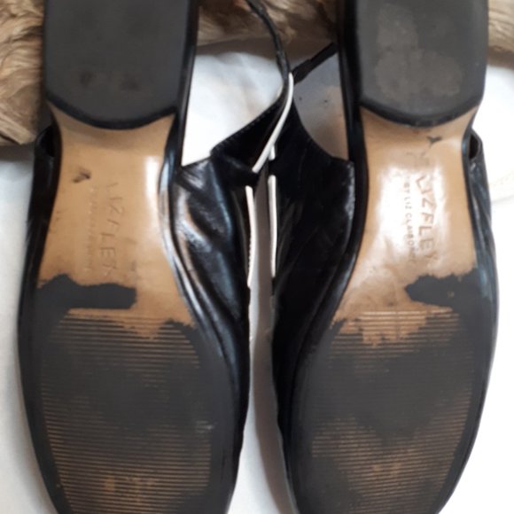 Lizflex Genuine Black Leather Low Heel Sling Back - Picture 9 of 11